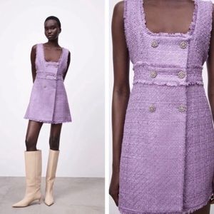 ZARA tweed mini dress, in lilac 💜
